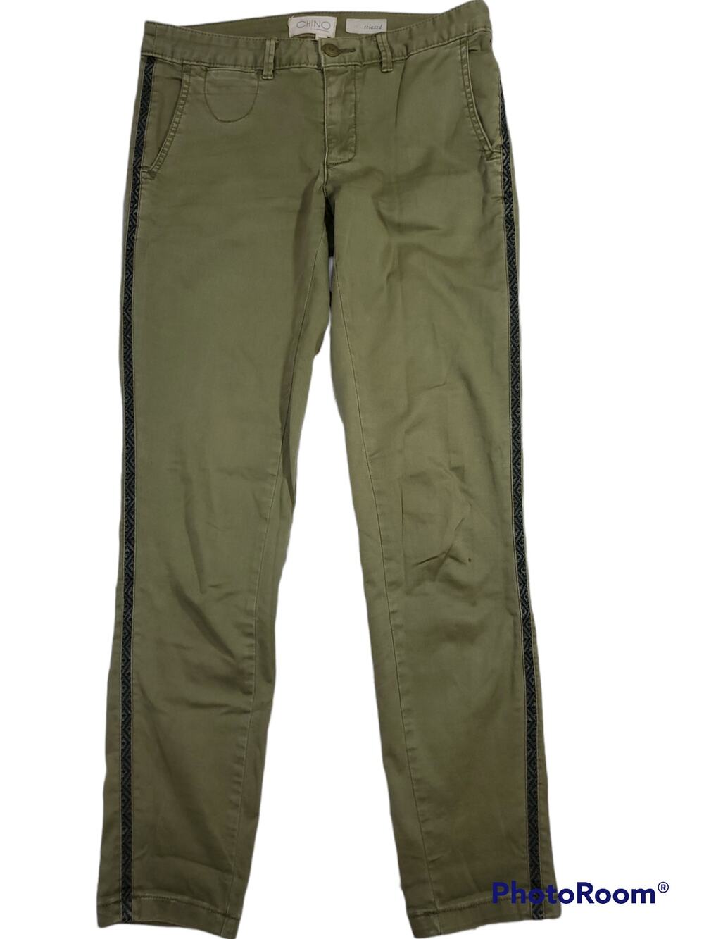 Chino by Anthropologie | Light Green Relaxed Chinos with Leg Trim  | Size 26